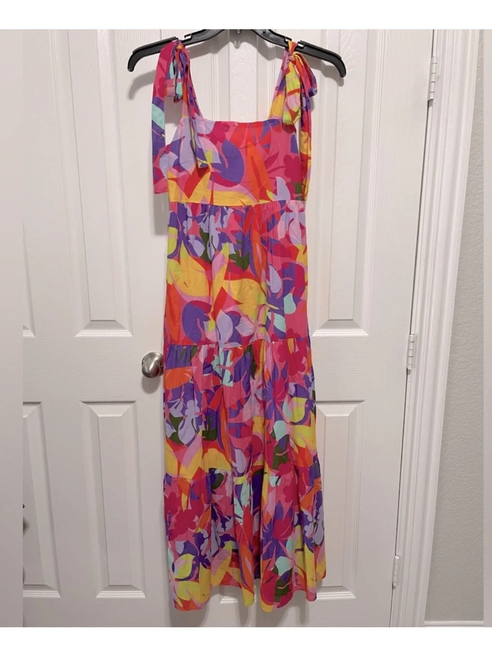 NWT Jude Connally Rose Kaleidoscope Floral Print Cotton Voile Square Neck Dress